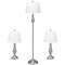3-Piece Lamp Set 2 Table Lamps 1 Floor Lamp Brushed Nickel Modern Home Bedroom